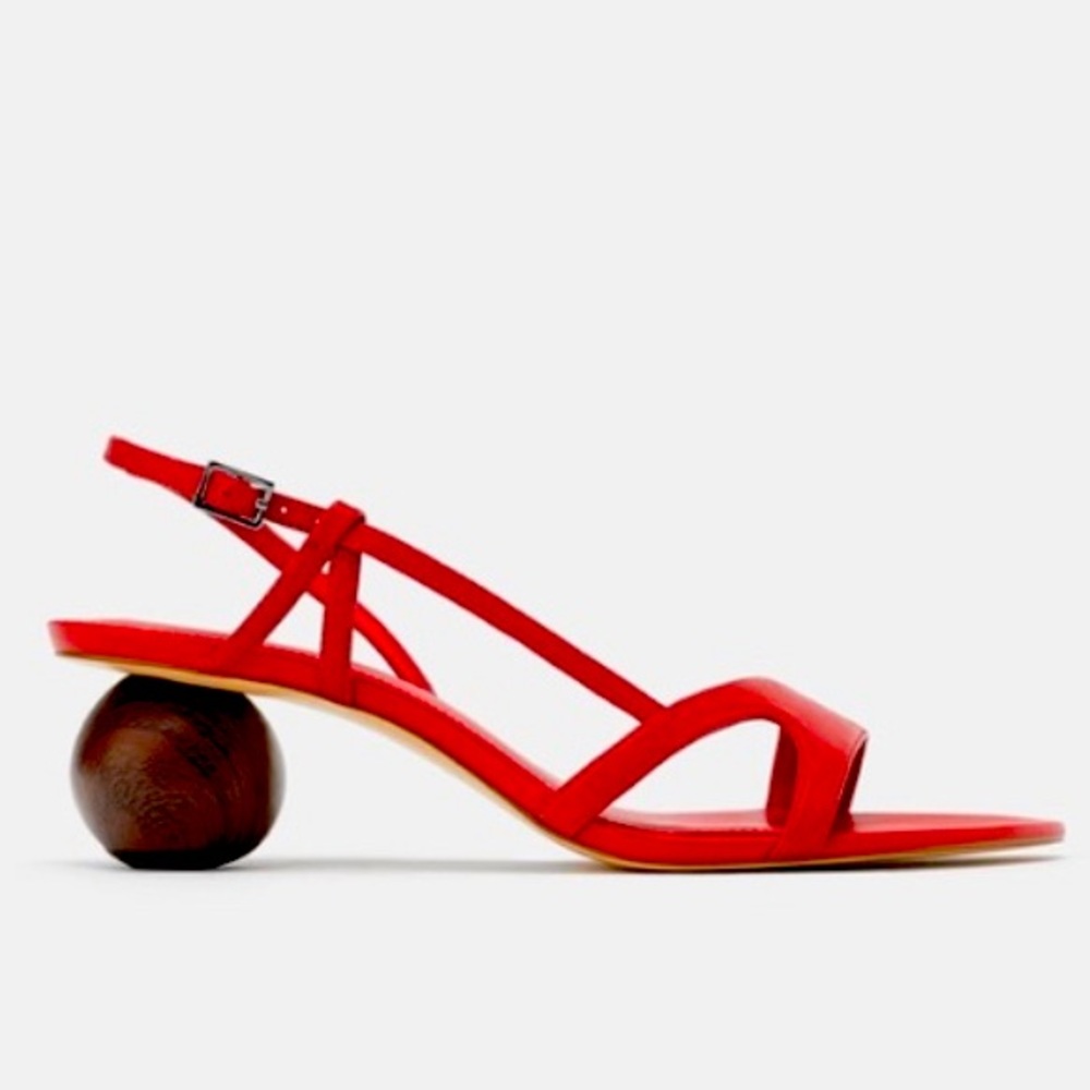 Rare Zara Wooden Heel Sandals Gem